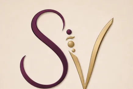 S & V Shared Identity: a monogram of a plum S and a gold V